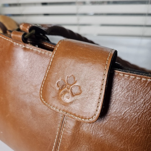 Patricia Nash Rienzo Leather Shoulder Bag Satchel Tan Classic Heritage P35701 - Picture 5 of 14